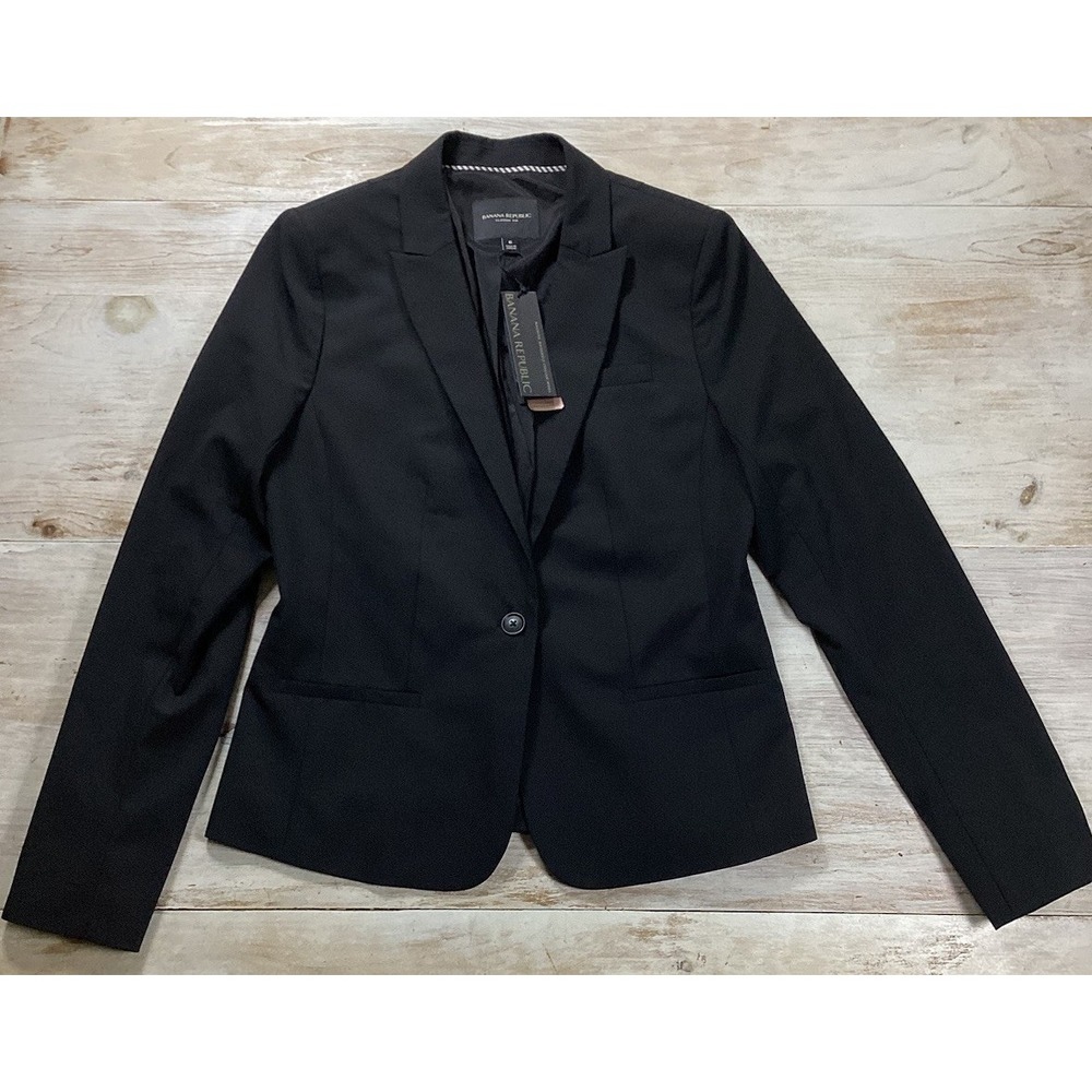 New With Tags Banana Republic Black Jacket Womens 6 Italian Wool Blend Luxury‎